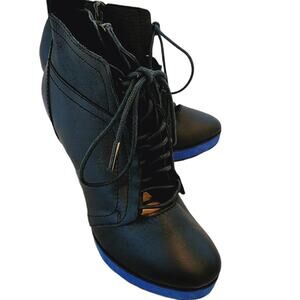 NANETTE LAPORE BLACK PLATFORM TIE SHOES SIZE 8.5